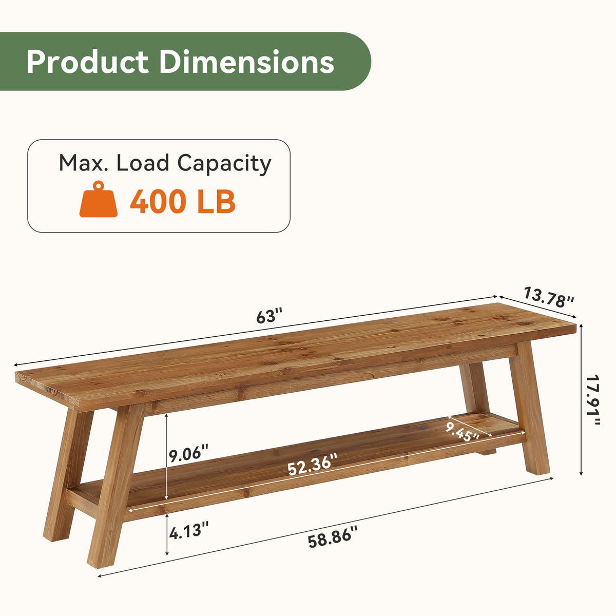 Solid Wood Entryway Storage Bench