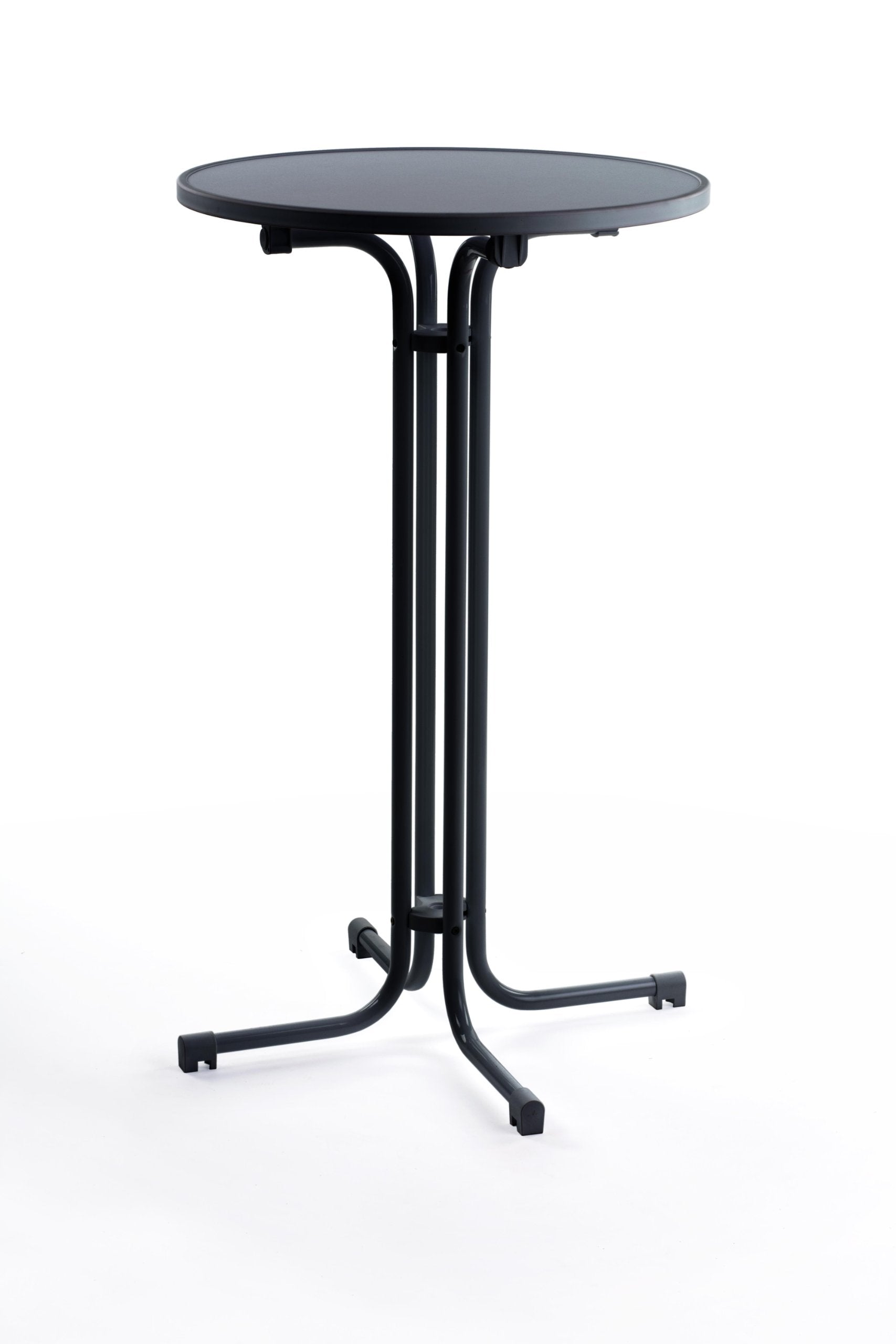 Round Folding Cocktail Pub Table, MDF Top, Black
