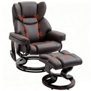 HOMCOM Massage Recliner Chair with Ottoman Footrest, 360° Swivel, Brown