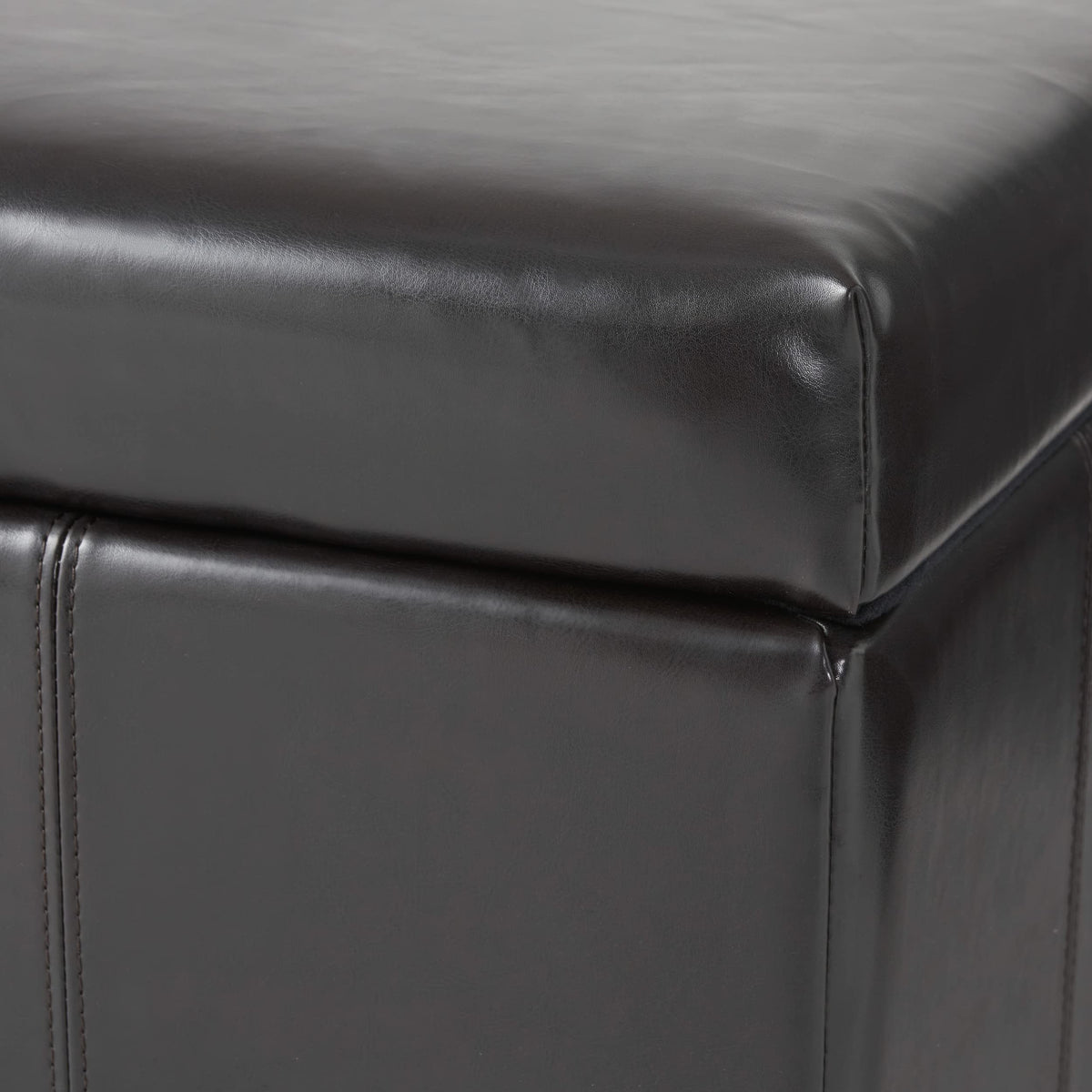 Square Leather Storage Ottoman