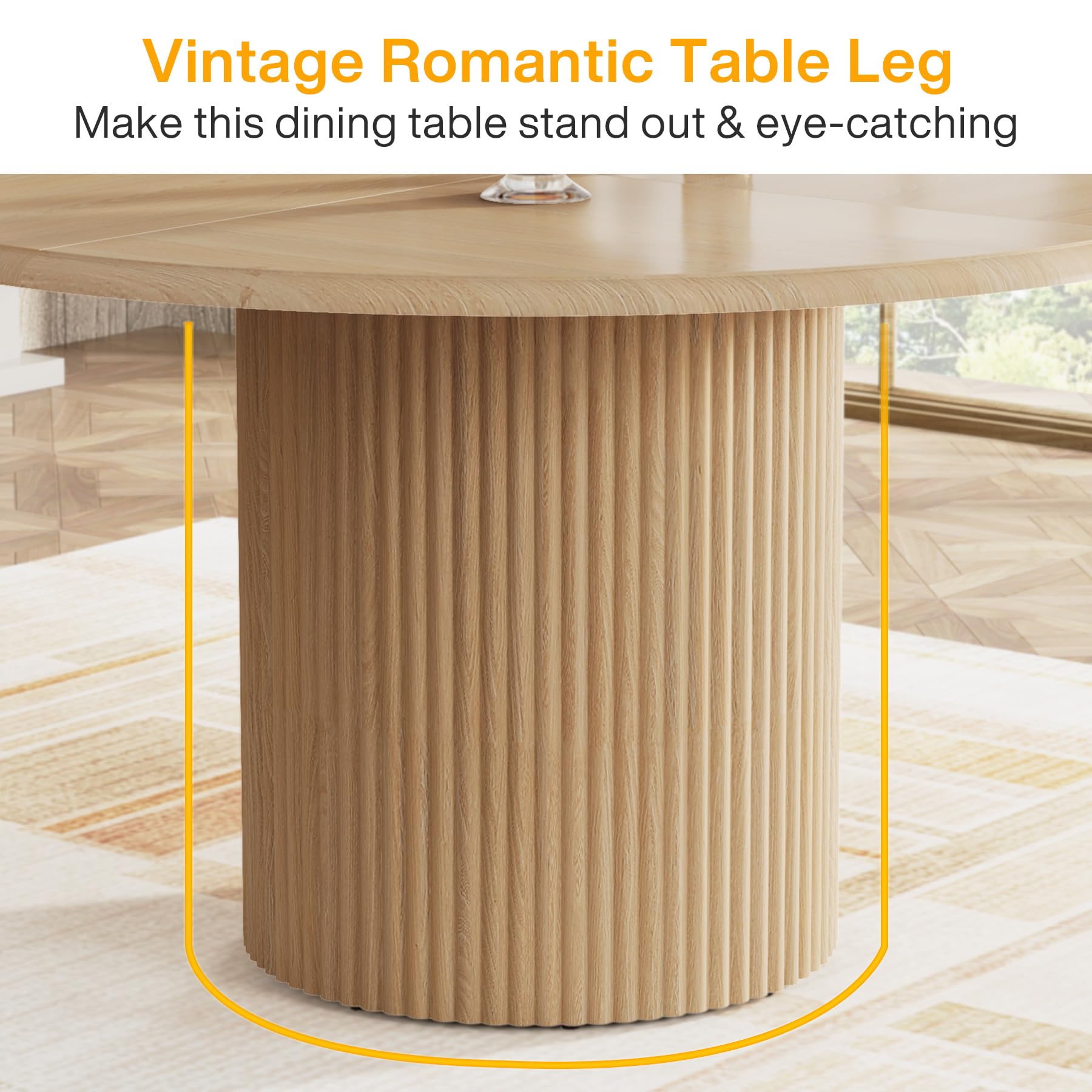 Tribesigns 47" Round Dining Table for 4, Farmhouse Kitchen Table with Metal Base, Modern Small Dinner Table for Dining Room,Kitchen (Chairs Not Included)