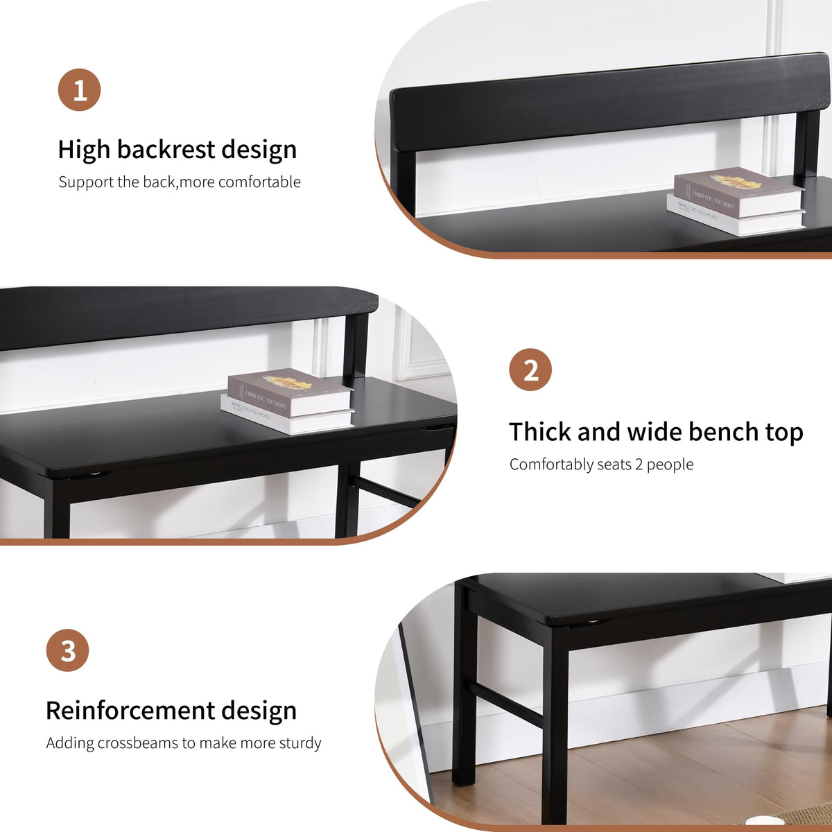 Black Wood Spindle Back Bench