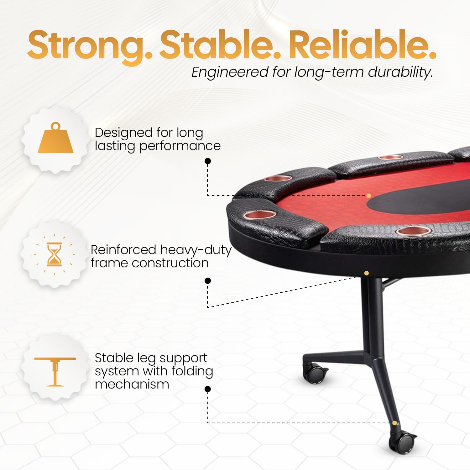 Triton Premium Foldable Poker Table - Poker Table for 10 Players Long-Lasting, Luxurious Vegas Style Casino Experience at Home, Padded Armrests and Cup Holders, Perfect for Texas Holdem Games