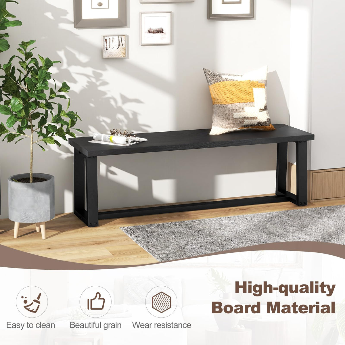 Black Wood Dining Bench