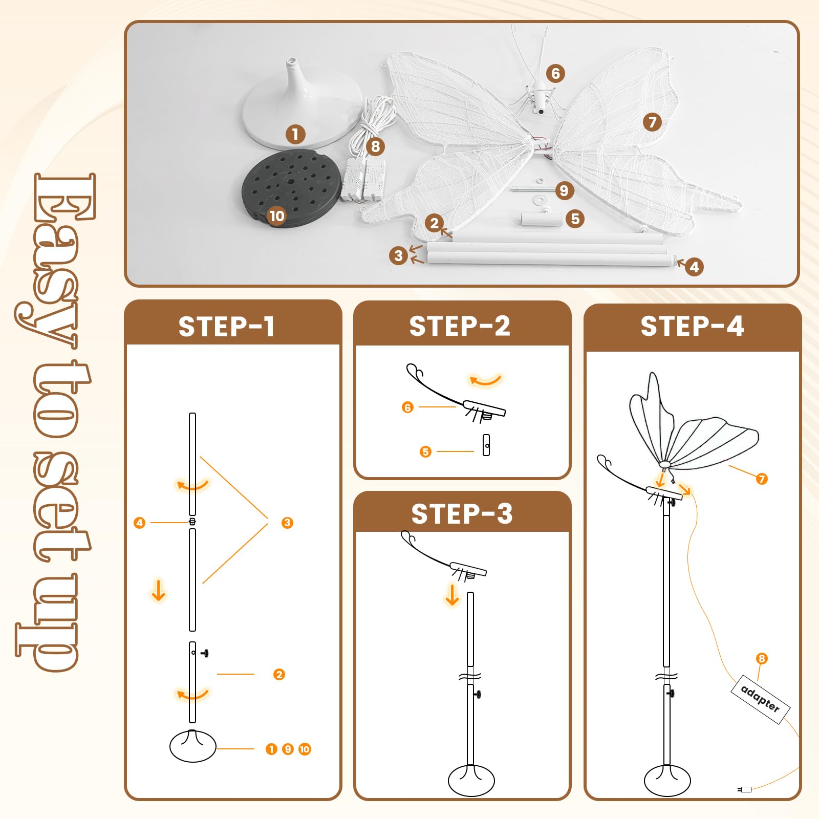 Butterfly Floor Lamp with 3 Color Settings