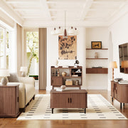 44" Sideboard Buffet Cabinet with Outlet & Sliding Doors