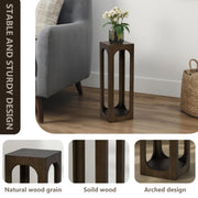COVLON Drink Table, Soild Wood Small Space Side Table, Decorative End Table for Living Room,Badroom or Entryway Decoration, Natural Wood, Brown