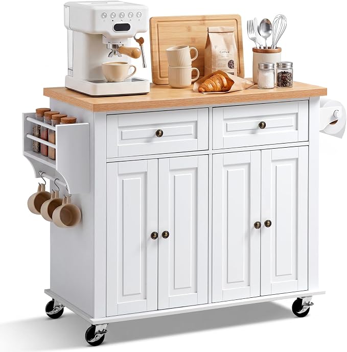Black Drop Leaf Kitchen Island Cart