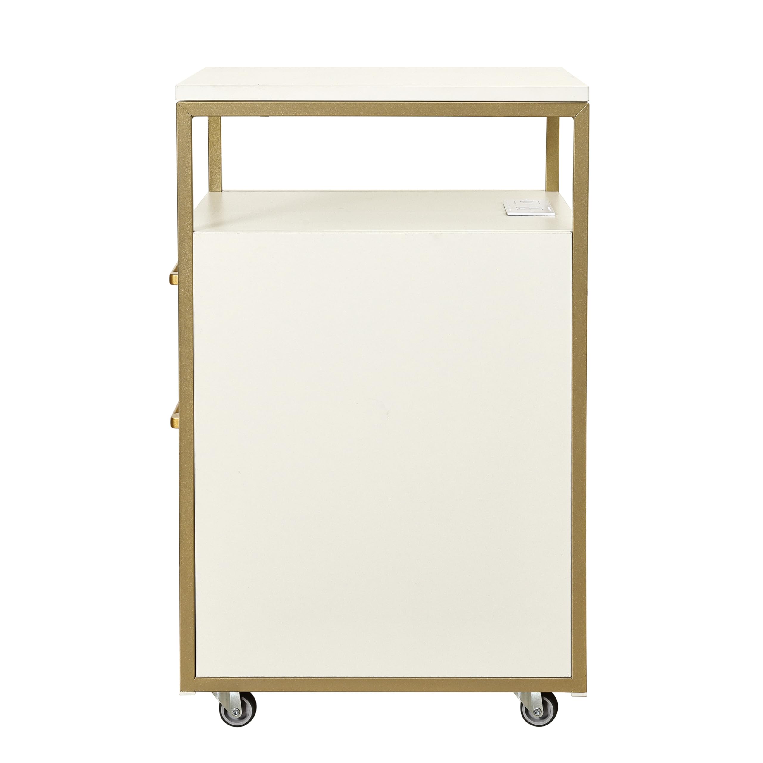 2-Drawer Rolling File Cabinet with Lock, USB Ports & Power Outlet