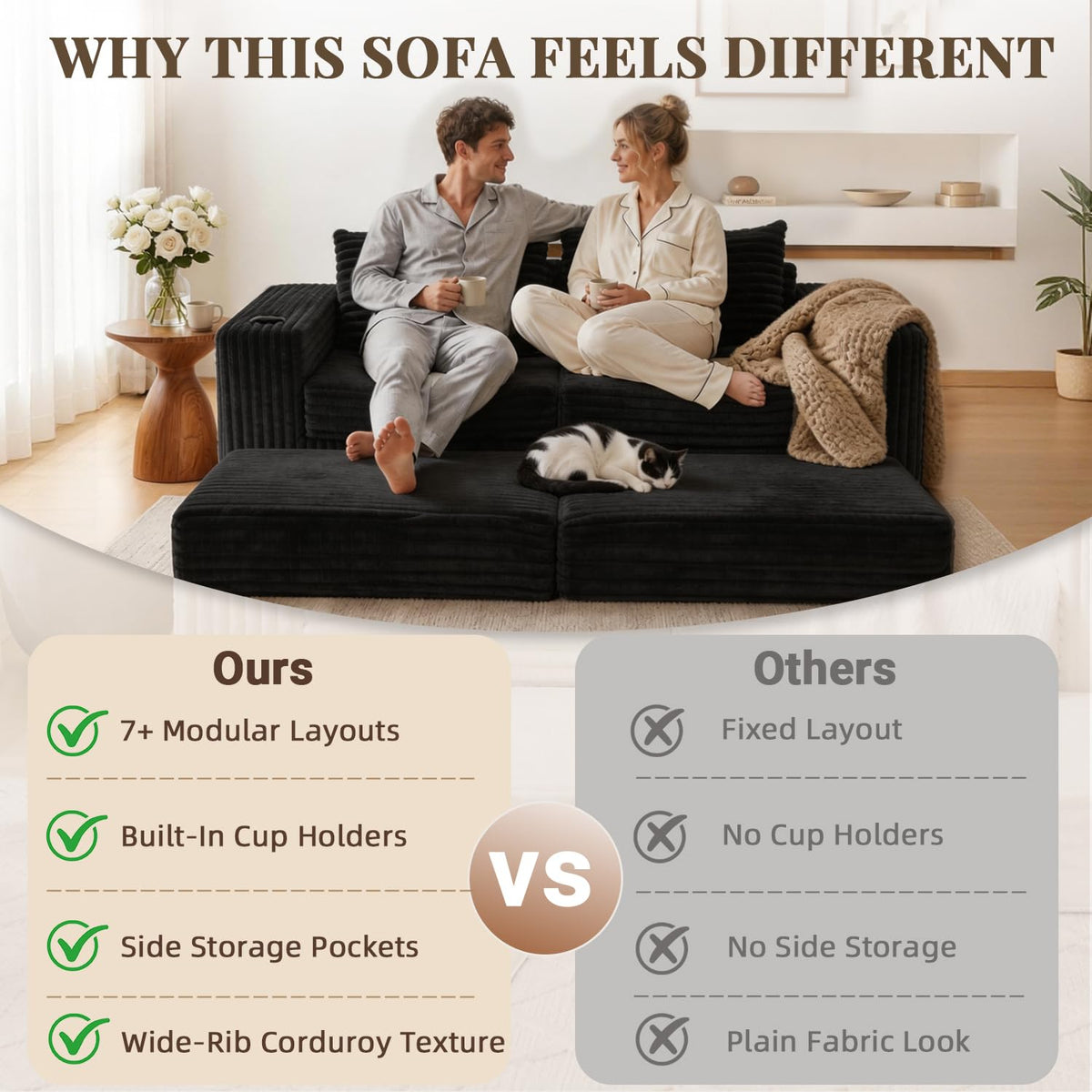 Corduroy Modular Sectional Sofa