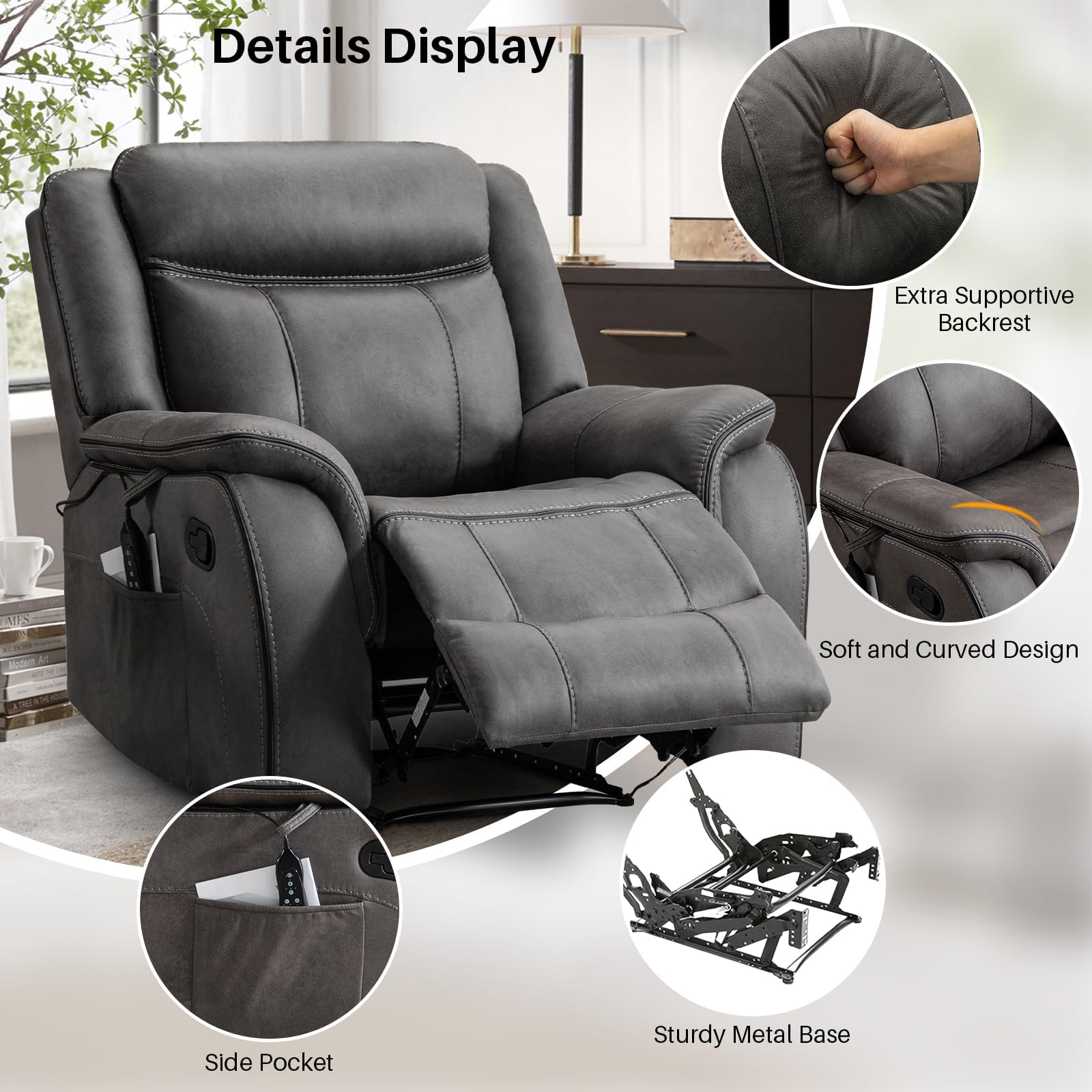 Massage Recliner Chair with Heat & Vibration