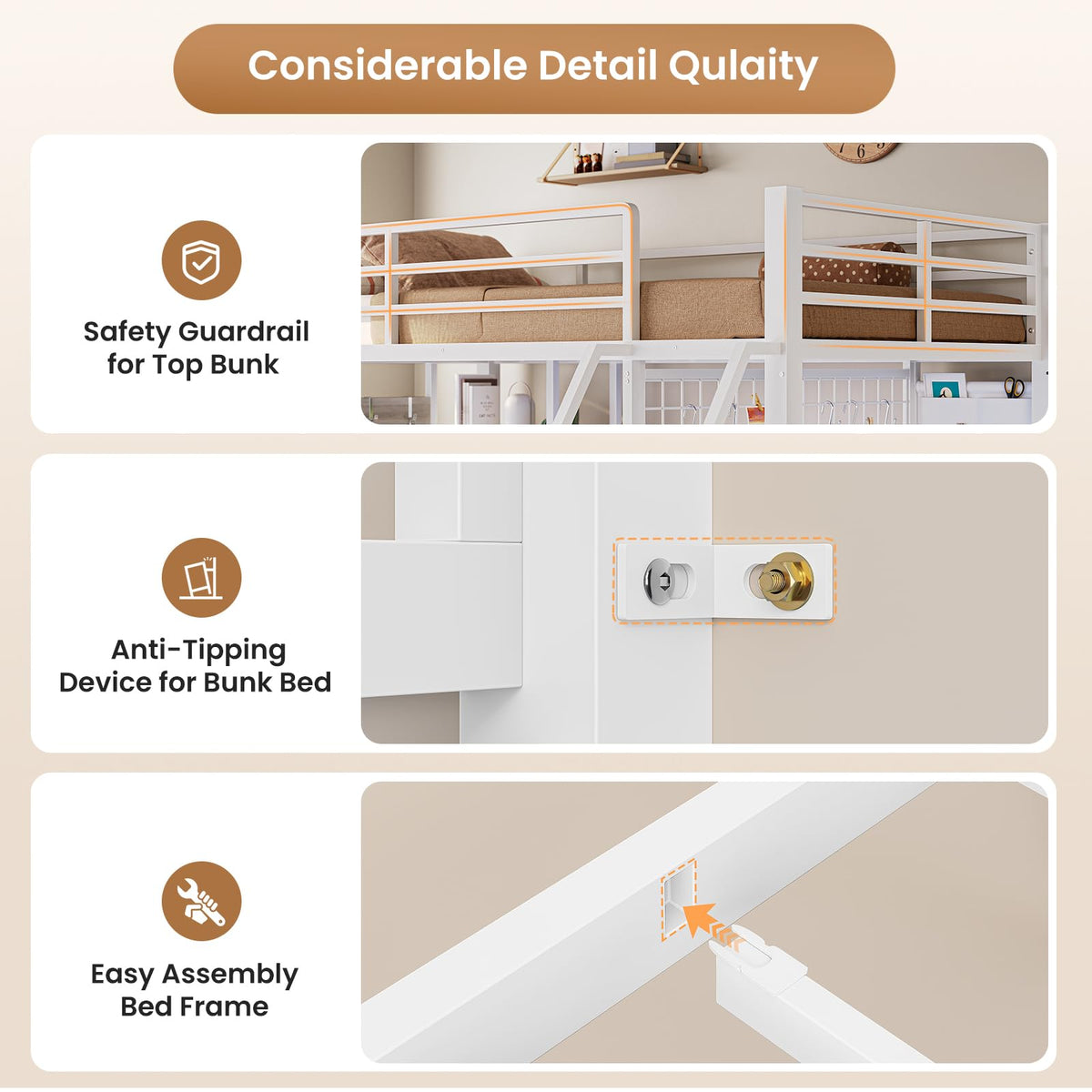 Twin Bunk Bed with Desk and Storage