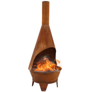 Large Chiminea Outdoor Wood-Burning Fireplace with Grill Grate