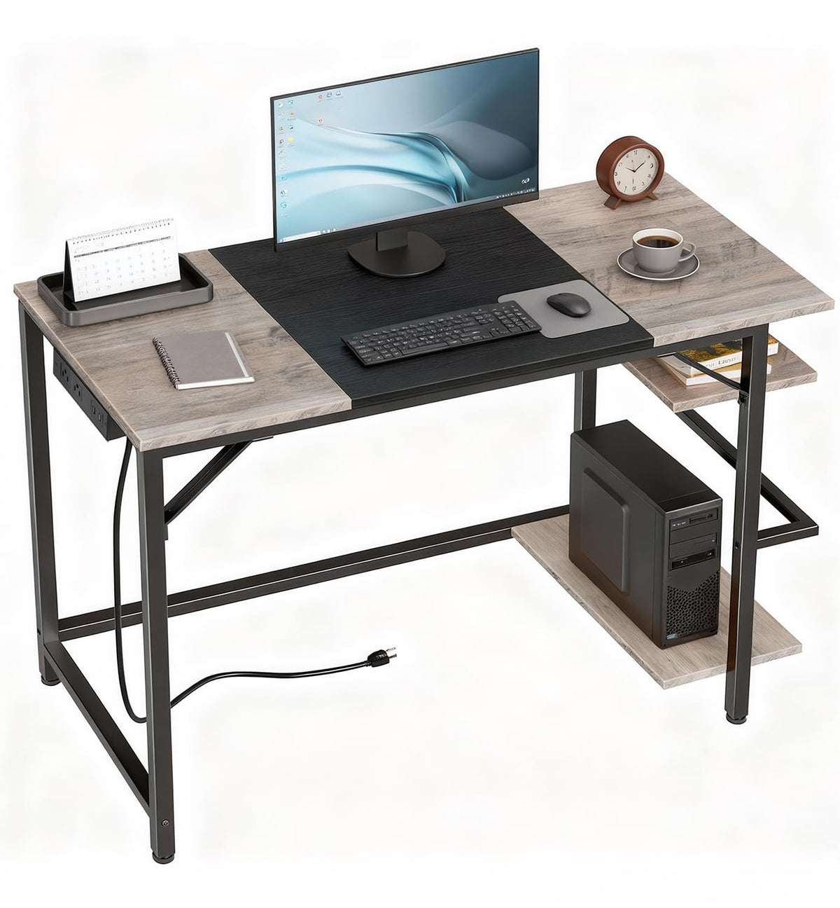 Compact Computer Desk with Charging Station