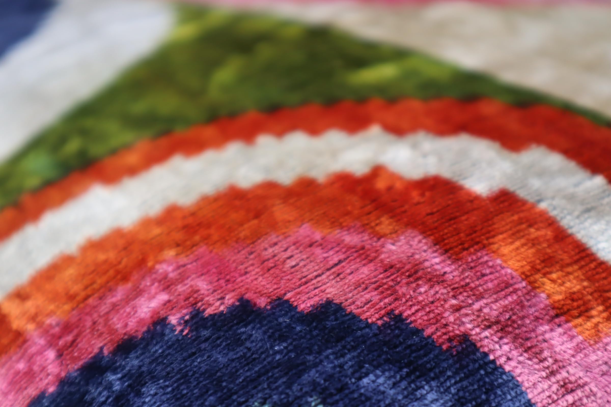 Silk Velvet Throw Pillow 16x24 – Bohemian Ikat, Down Feather Insert