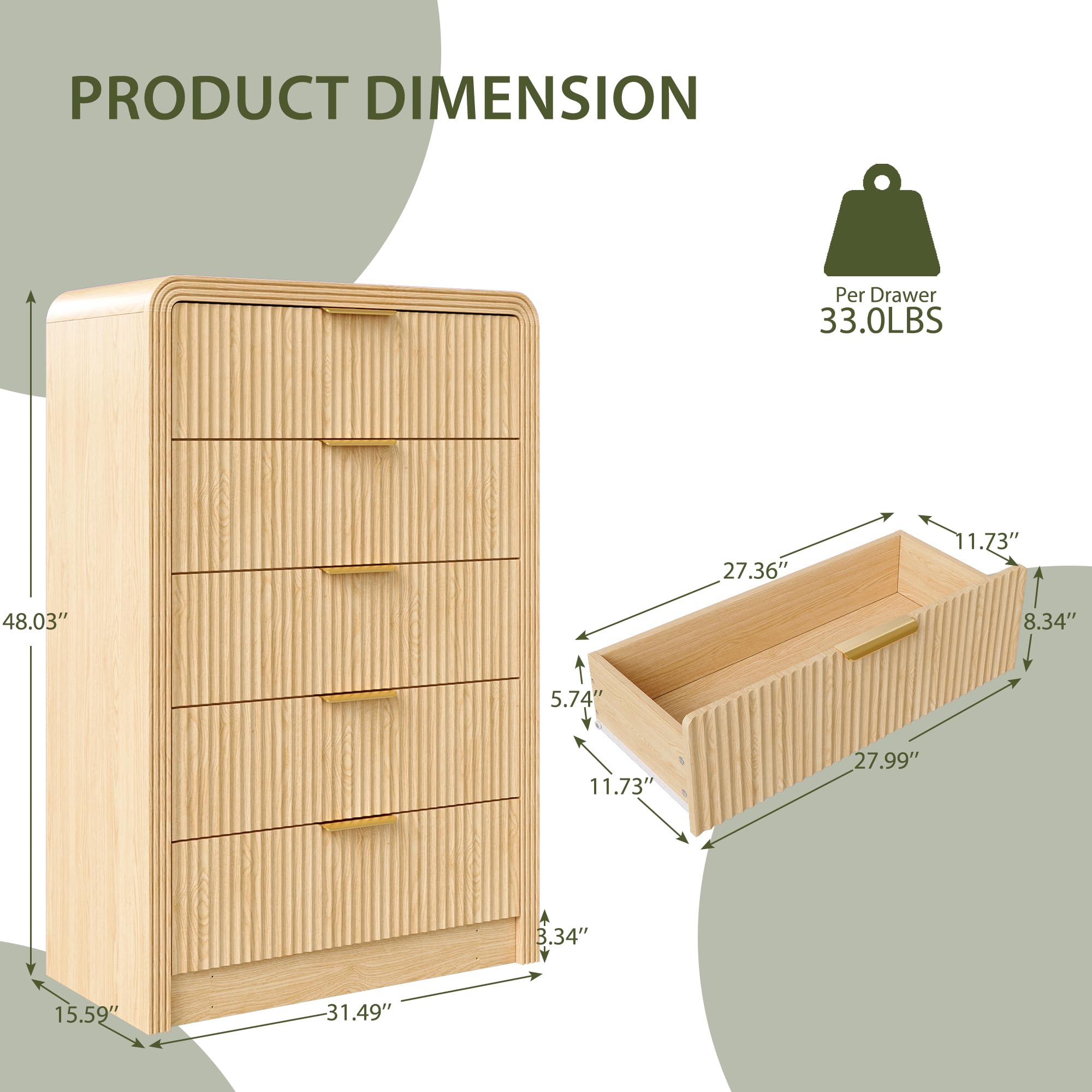 Fluted Dresser with Drawers