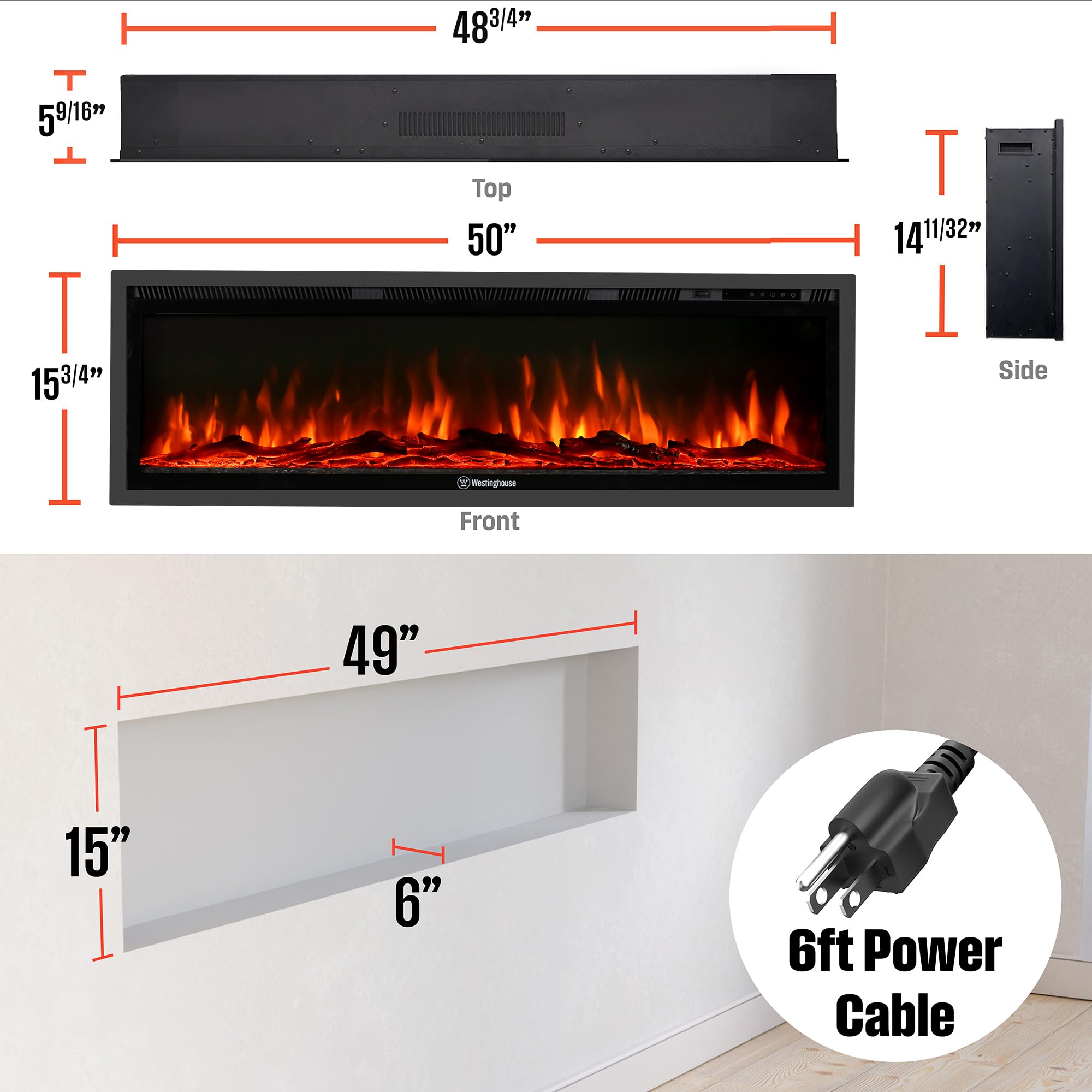 Electric Fireplace Heater with Color Changing Flames