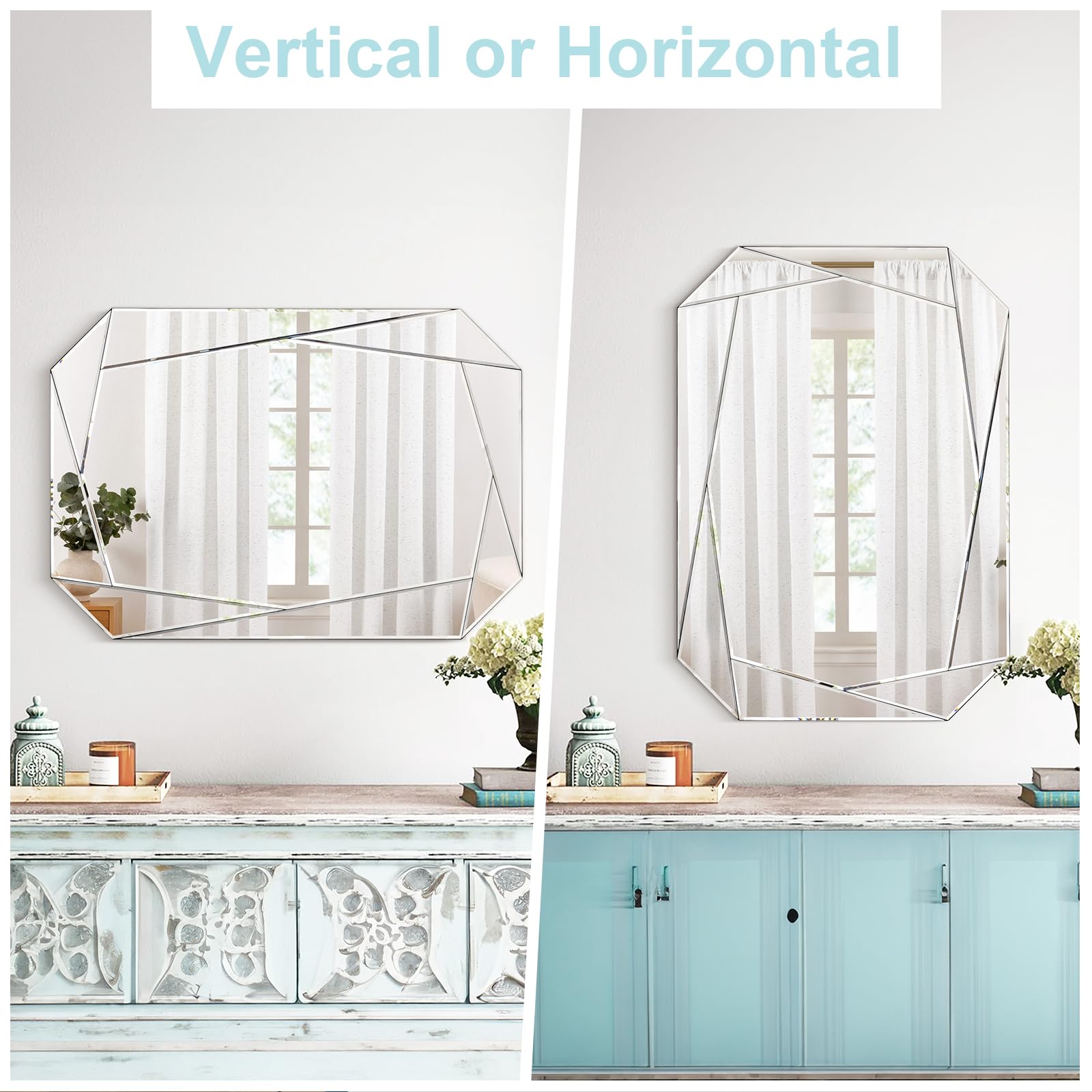 Hexagonal Frameless Beveled Wall Mirror