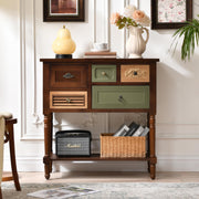 Vintage Accent Cabinet with Drawers & Open Shelf