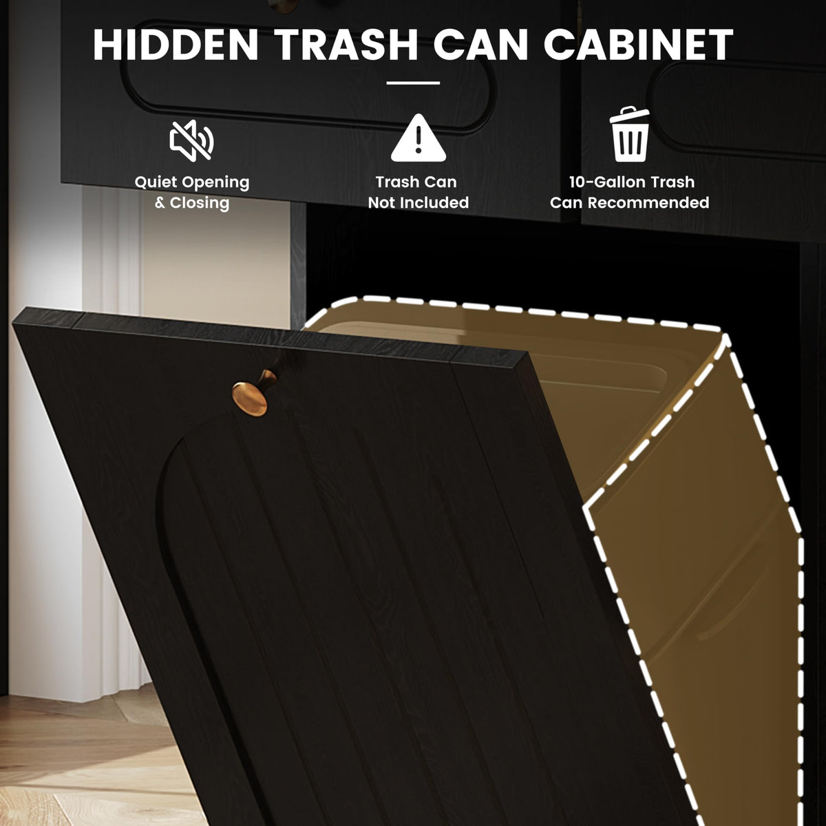 COCO DESIGN 58” Rolling Kitchen Island with Trash Can-Storage & LED Light