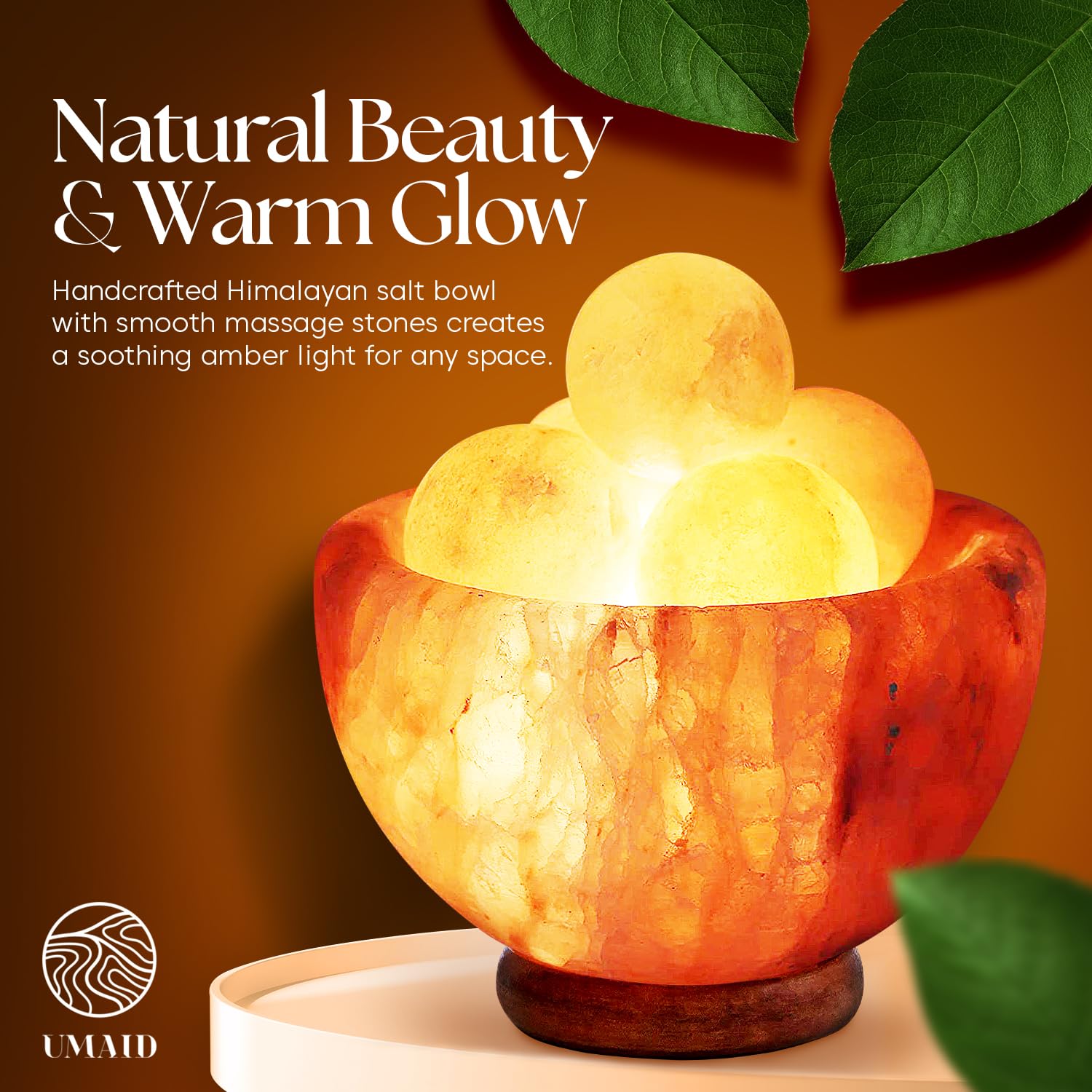 Himalayan Salt Lamp Bowl with 6 Massage Balls