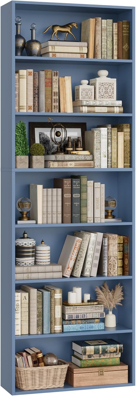 7-Tier Tall Bookshelf with Open Shelves