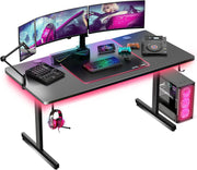 T-Shape Gaming & Computer Desk with LED Lights
