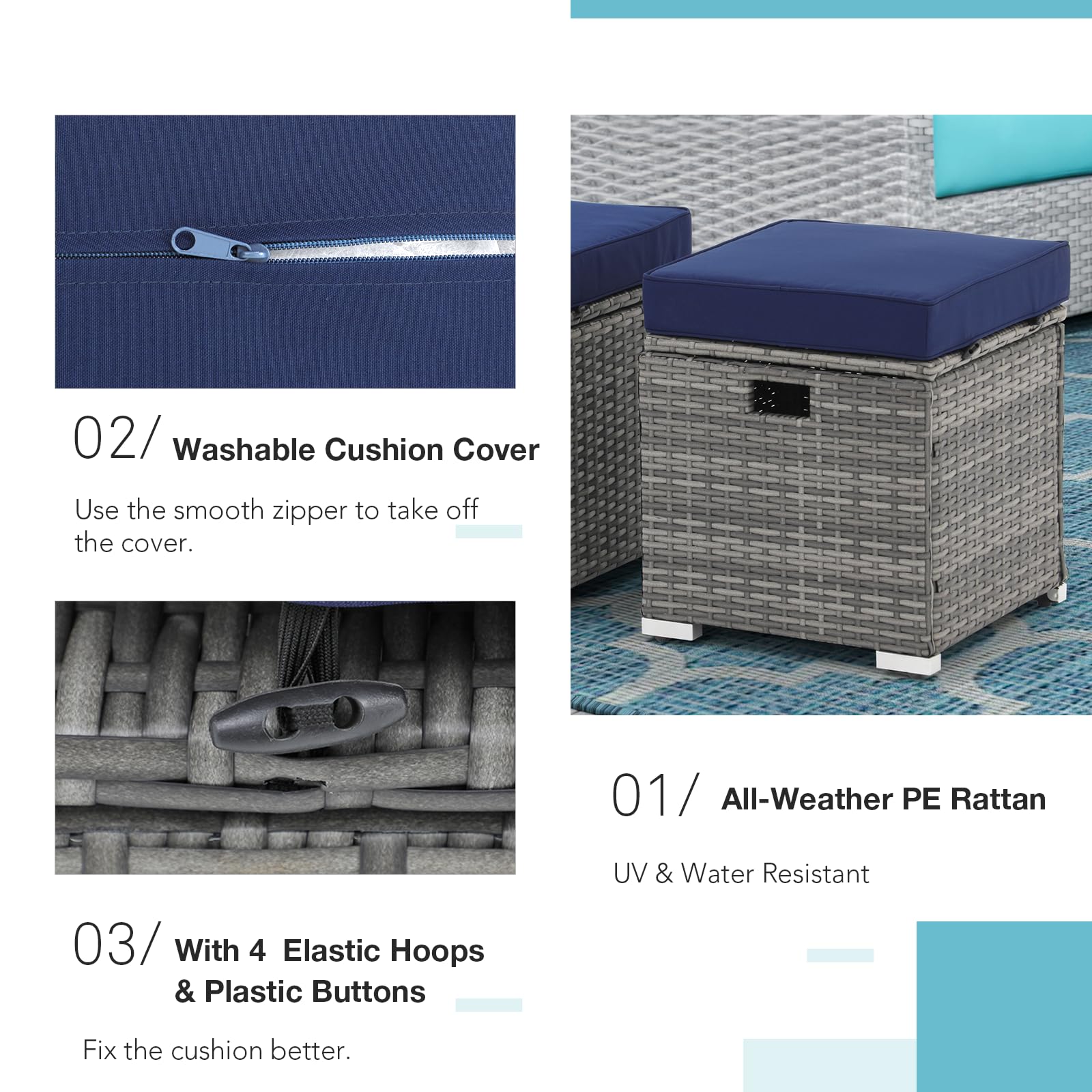 Outdoor Storage Ottoman Set of 2