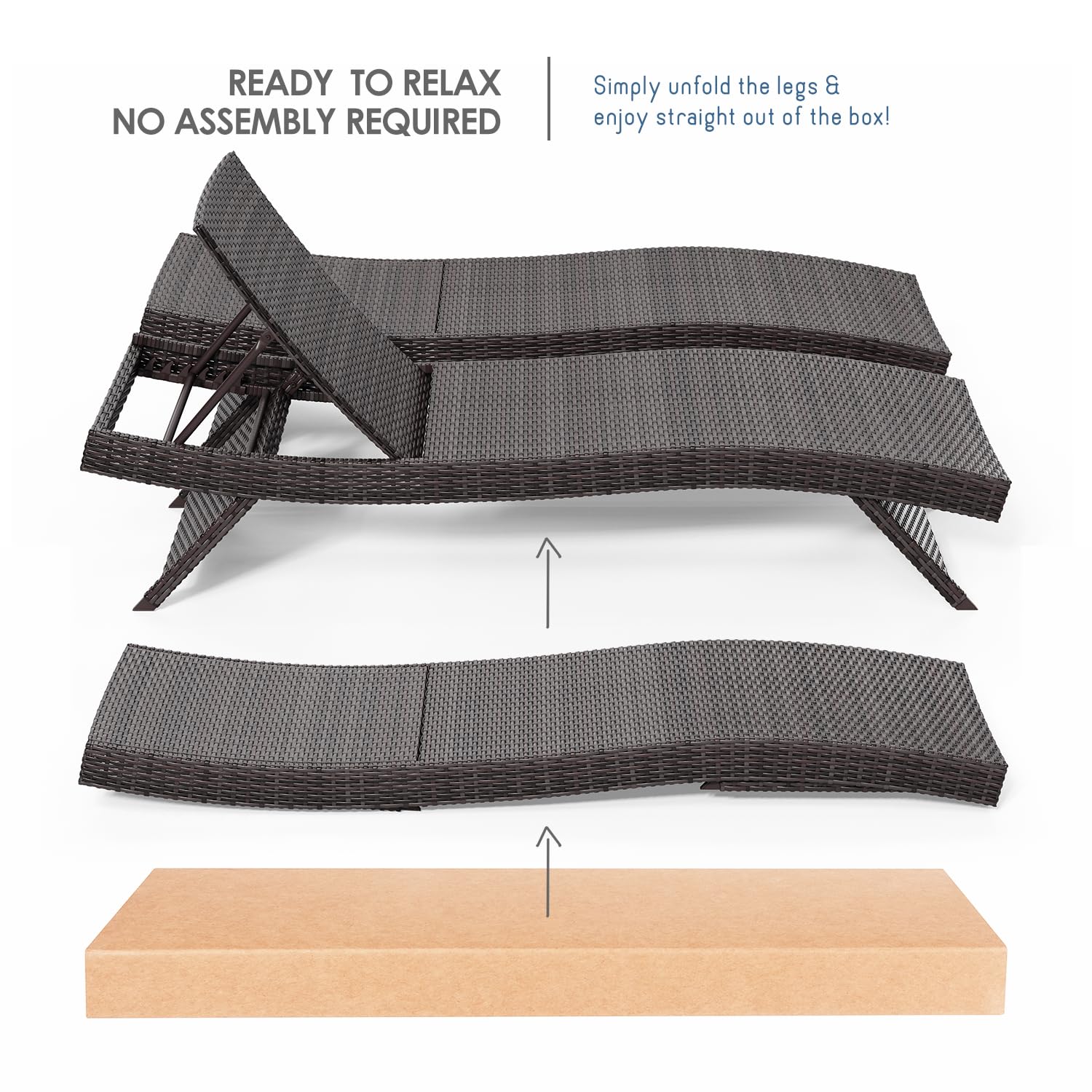 Outdoor Wicker Chaise Lounge Chair with Reclining Backrest