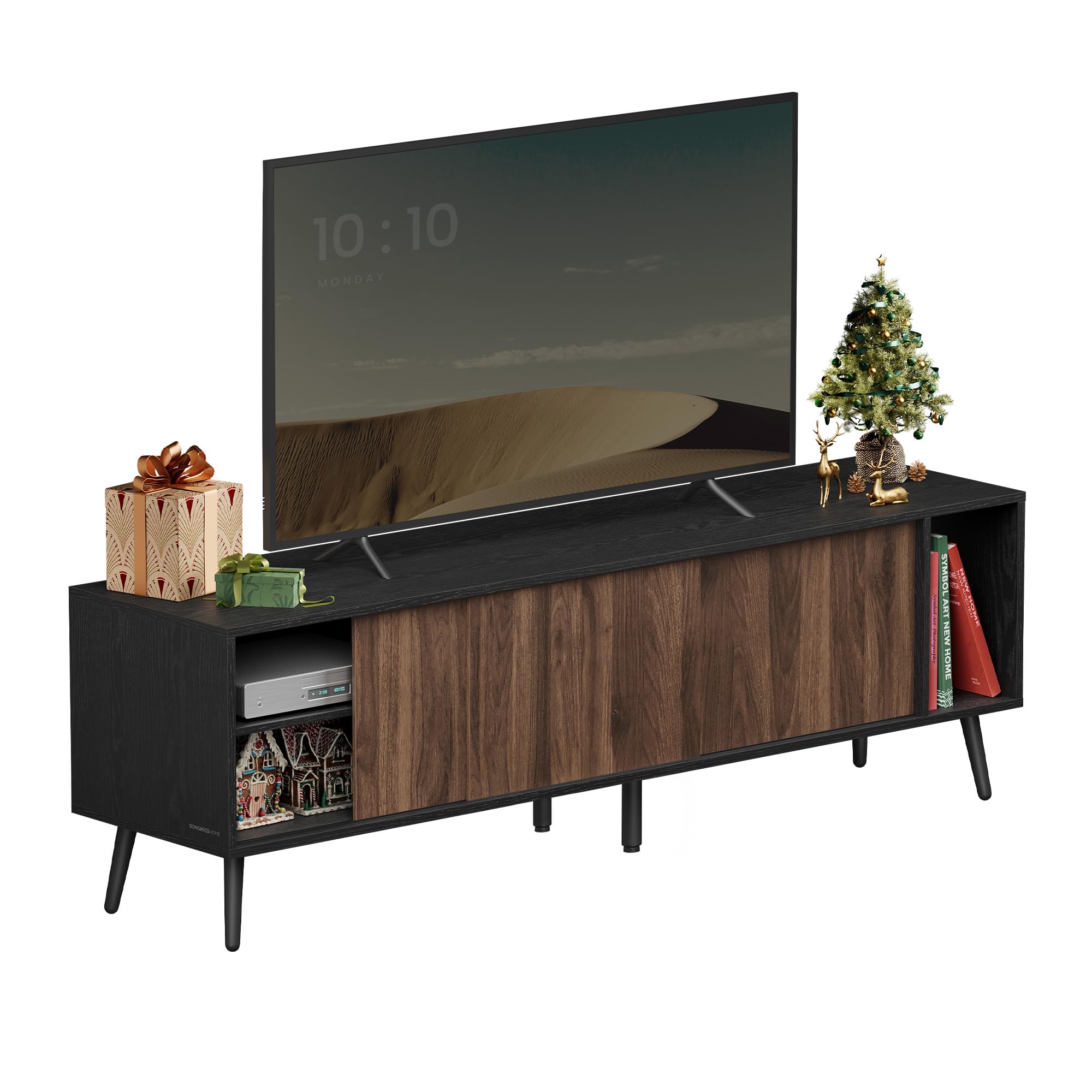 63" TV Stand with Sliding Doors & Storage