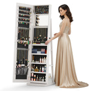 Lockable Jewelry Armoire with Full-Length Mirror