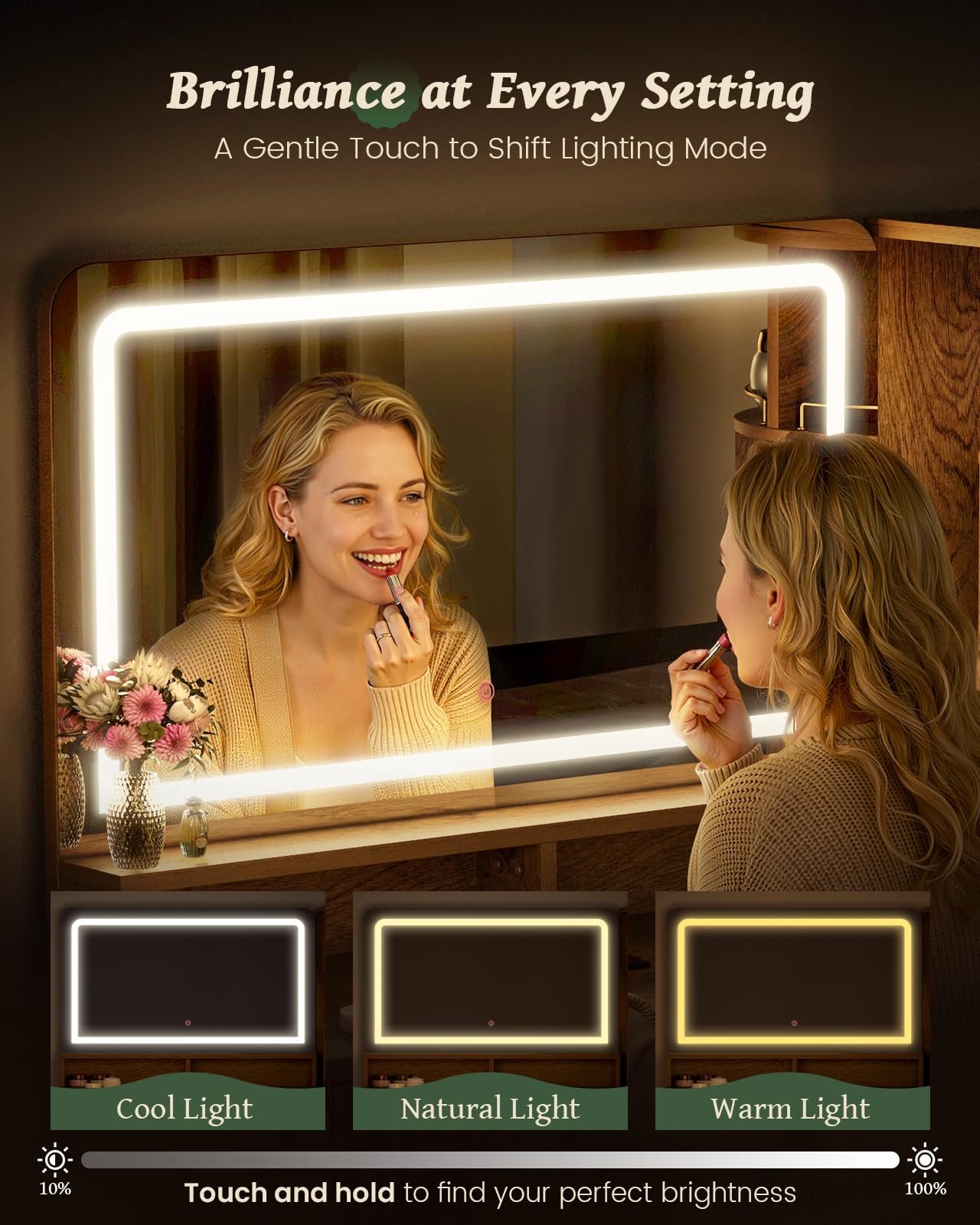 Makeup Vanity Desk with Mirror & LED Lights