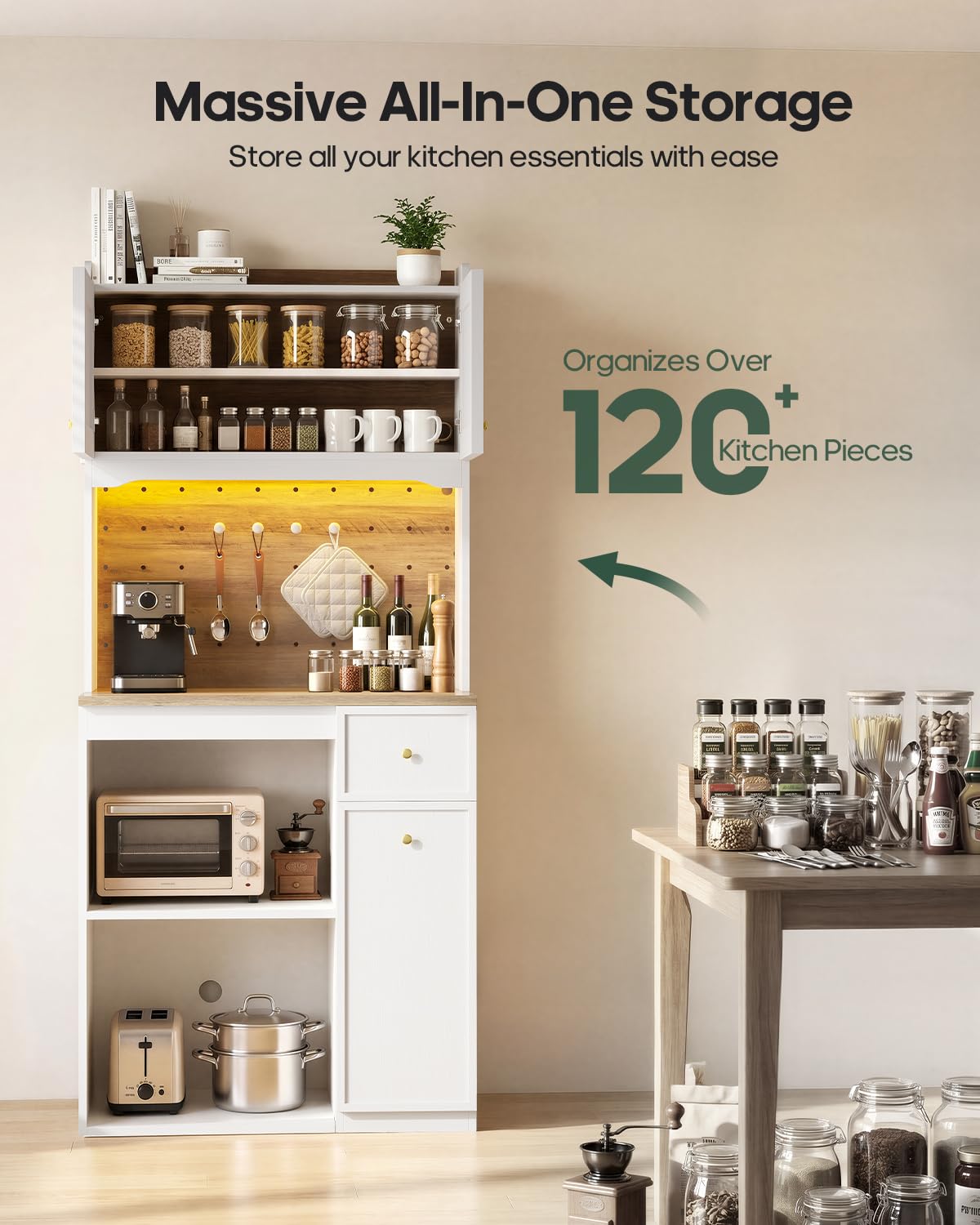 Coffee Bar Hutch with Fridge Space