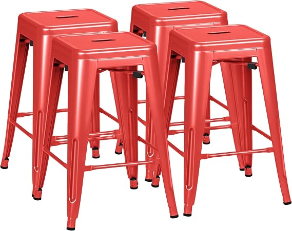 Stackable Metal Counter Stools, Set of 4