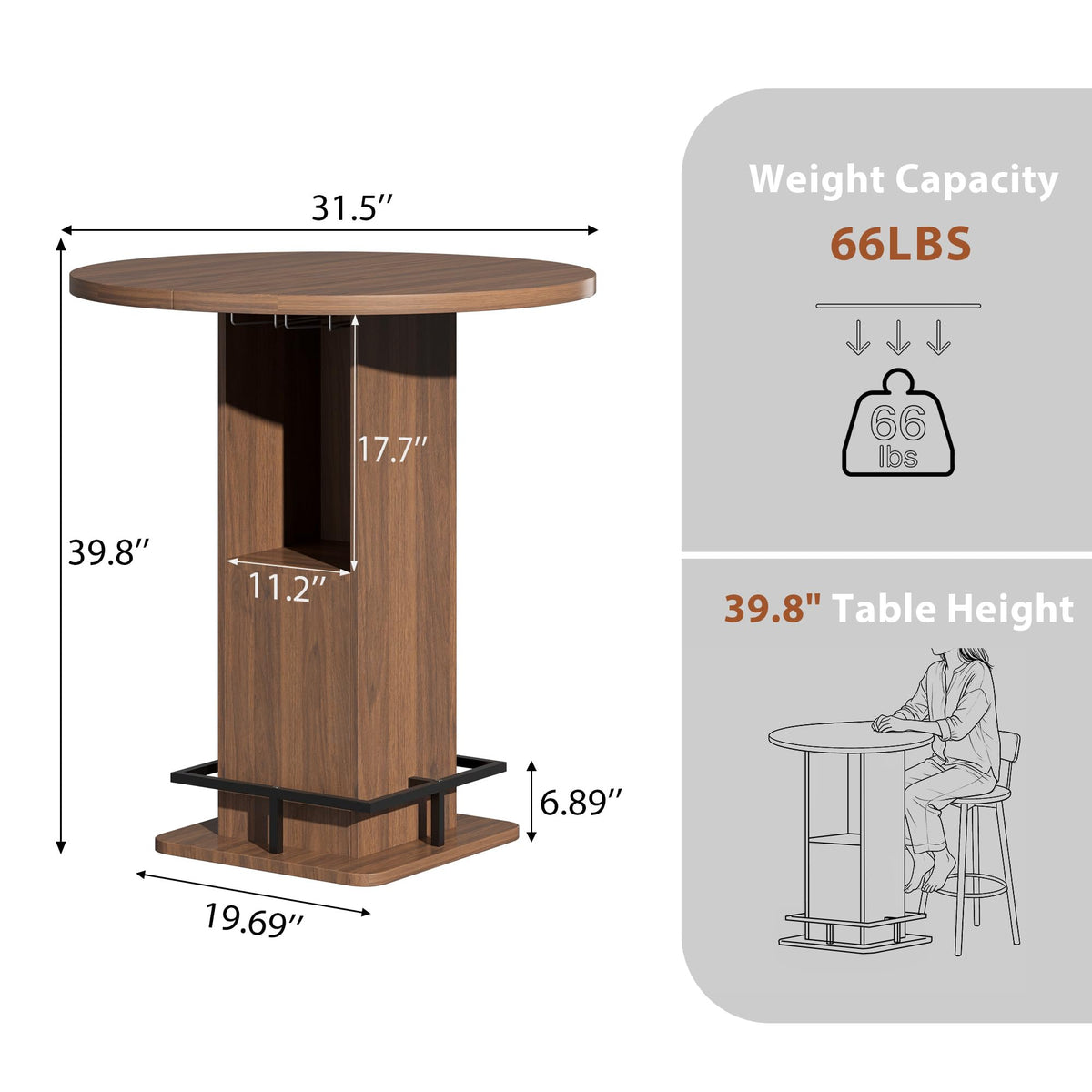 Pub Table with Storage & Footrest