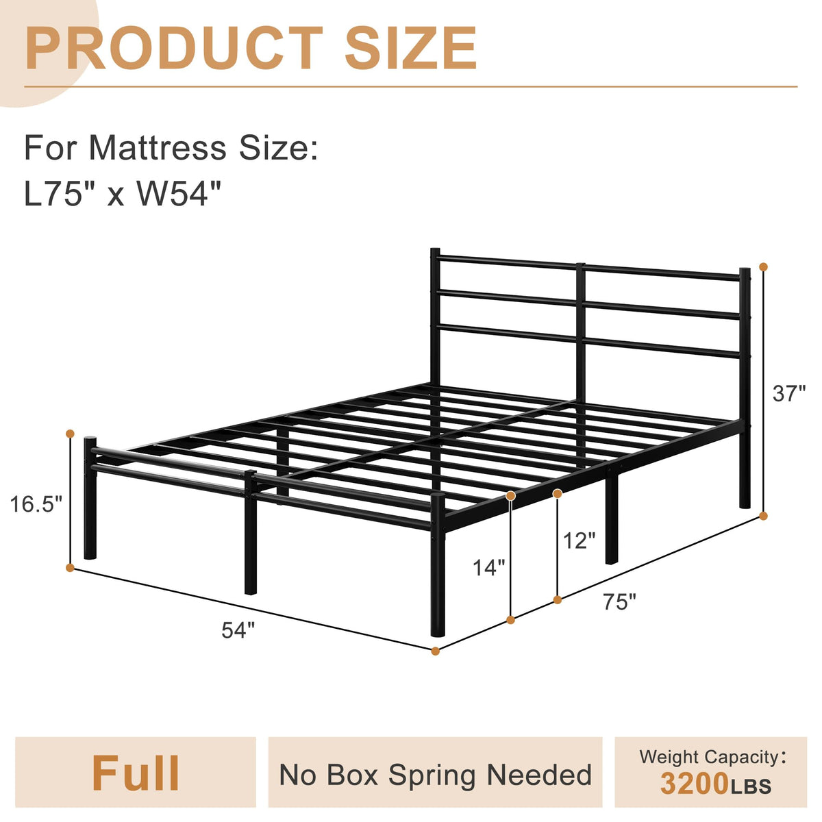 Yicensen Full Size Bed Frame with Headboard and Footboard