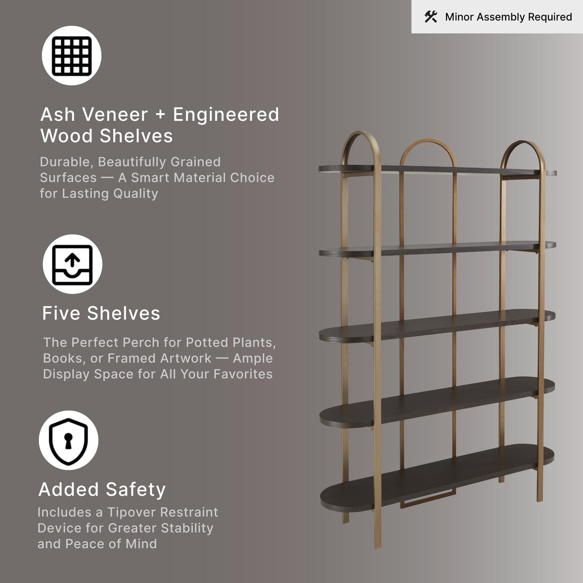 5-Shelf Etagere Bookcase