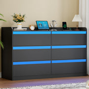 6-Drawer Dresser with LED Lights & Charging Station