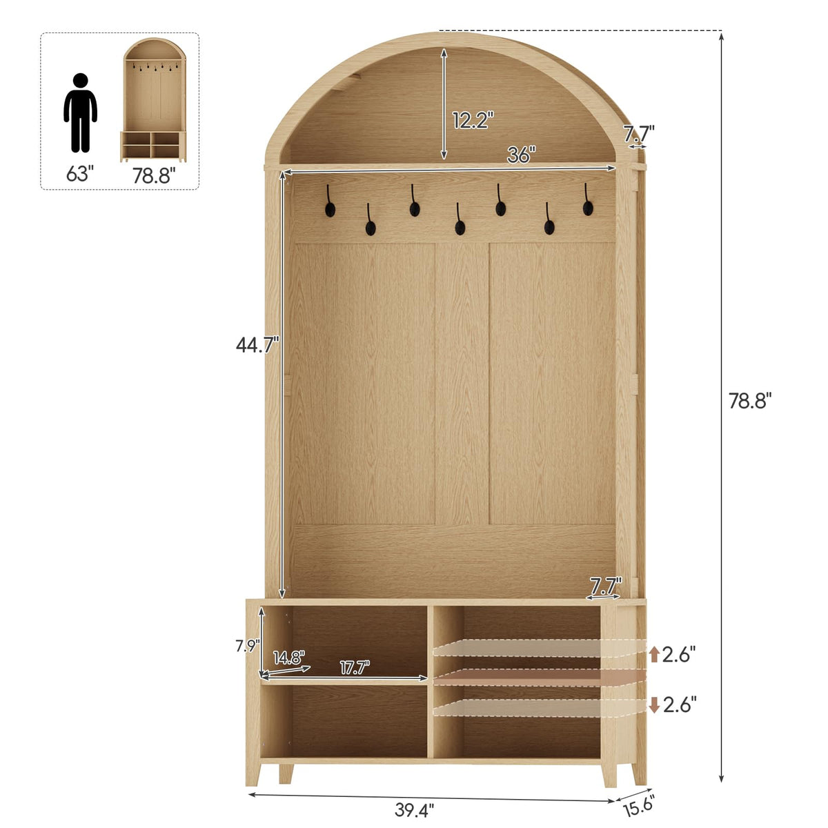 Arched Hall Tree with Shoe Storage