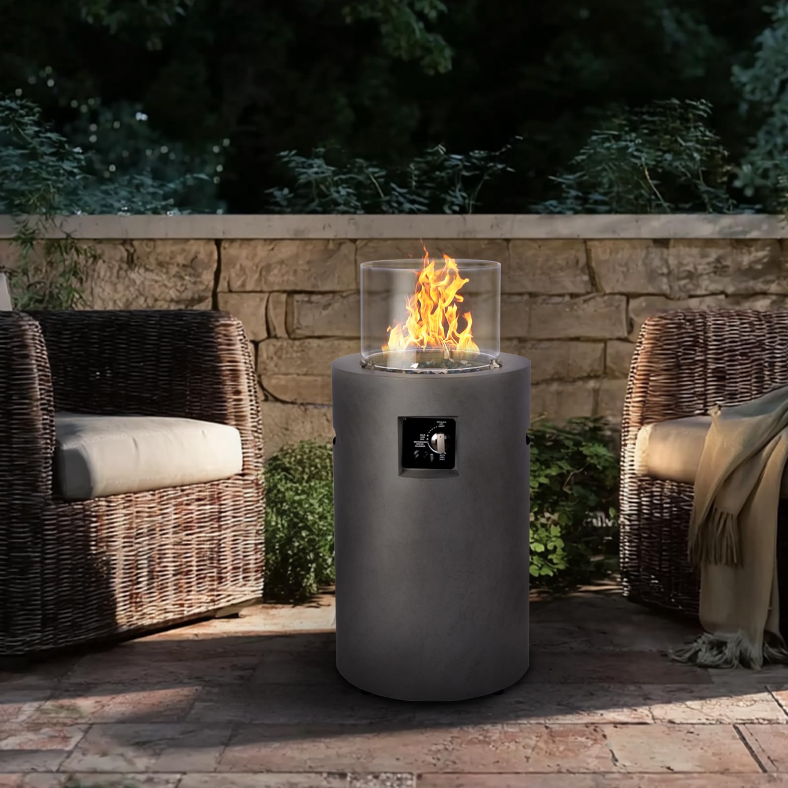 Propane Fire Column with Side Table