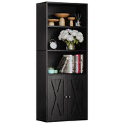 IRONCK Industrial Bookshelves and Bookcases with Doors 11.8 in Depth Floor Standing 5 Shelf Display Storage Shelves Tall Bookcase for Home, Office, Living Room