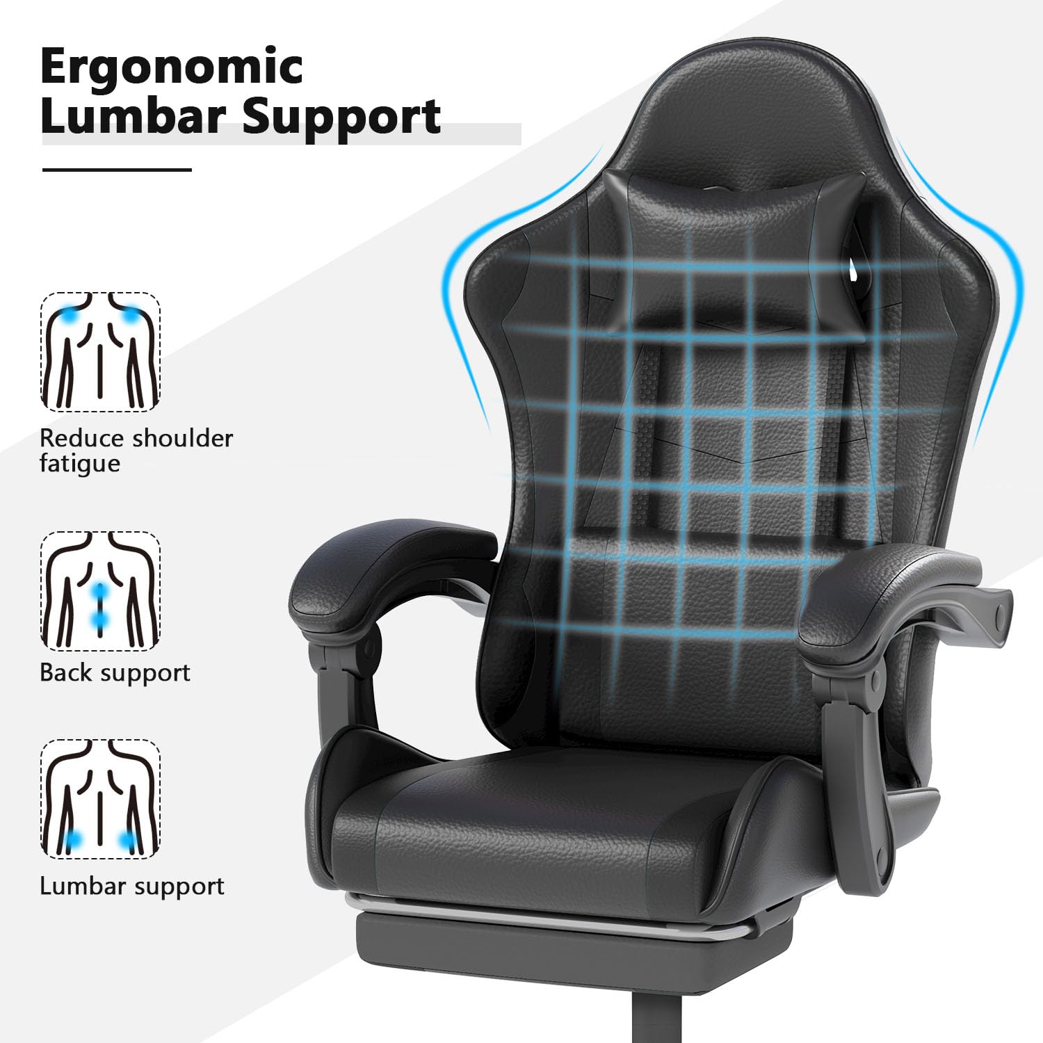 Gaming Chair with Headrest & Lumbar Support