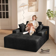 Black Corduroy Chaise Lounge