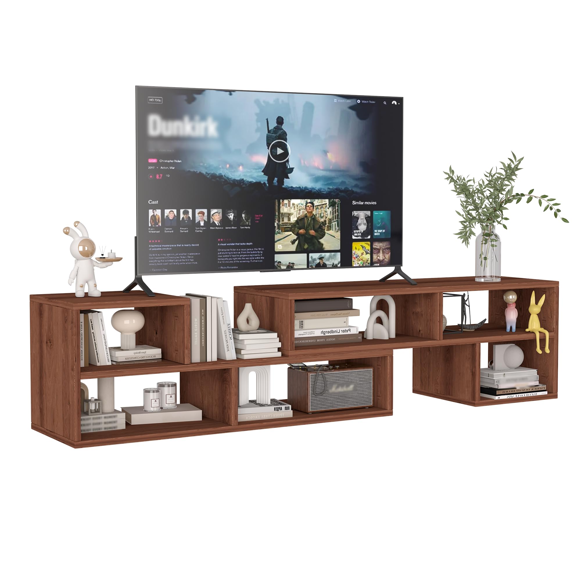 2-Piece Bookshelf TV Stand with Storage