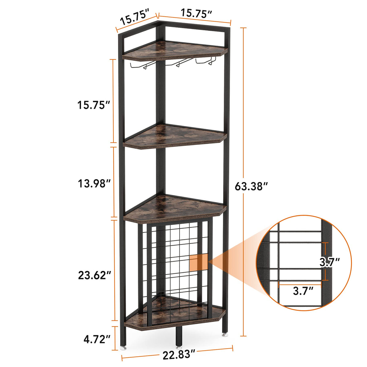 Rustic Brown Corner Wine Rack