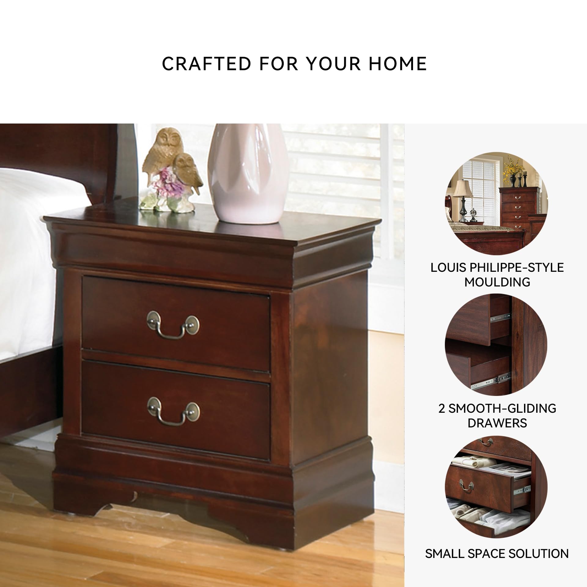 2-Drawer Nightstand with Louis Philippe Moulding