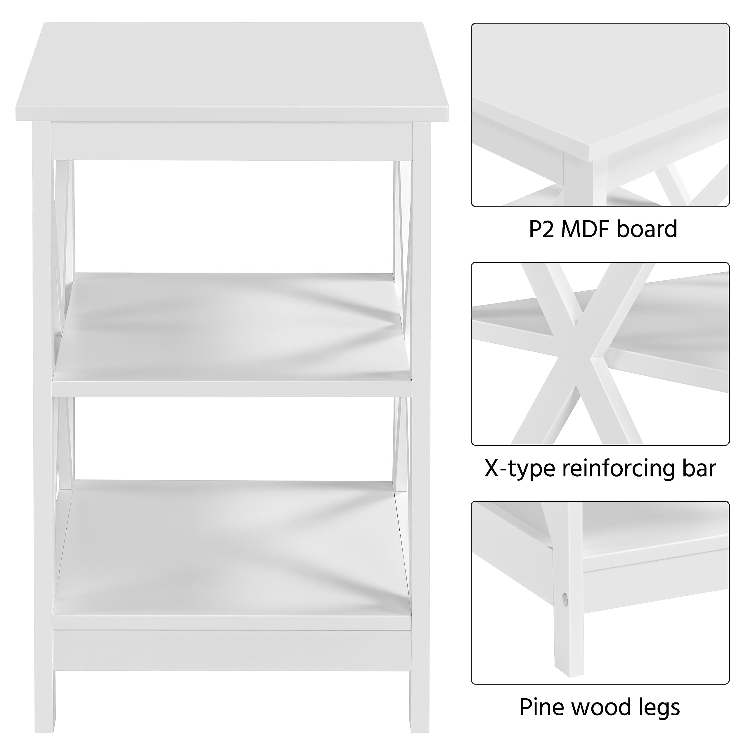 3-Piece Coffee & End Table Set – X-Design with Shelf