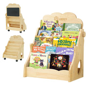 Kids Montessori Bookshelf with Drawing Board