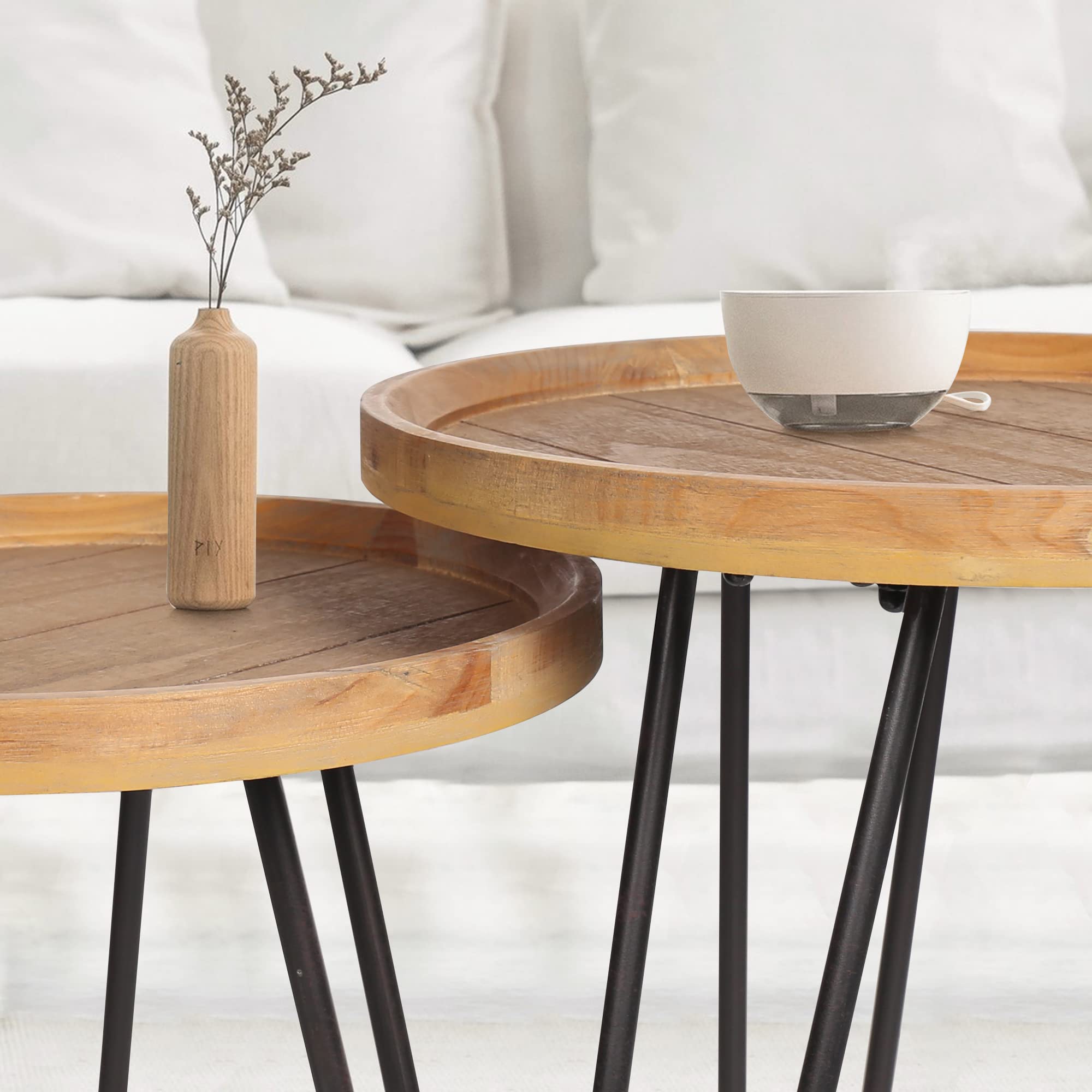 Round Nesting Side Tables Set of 2