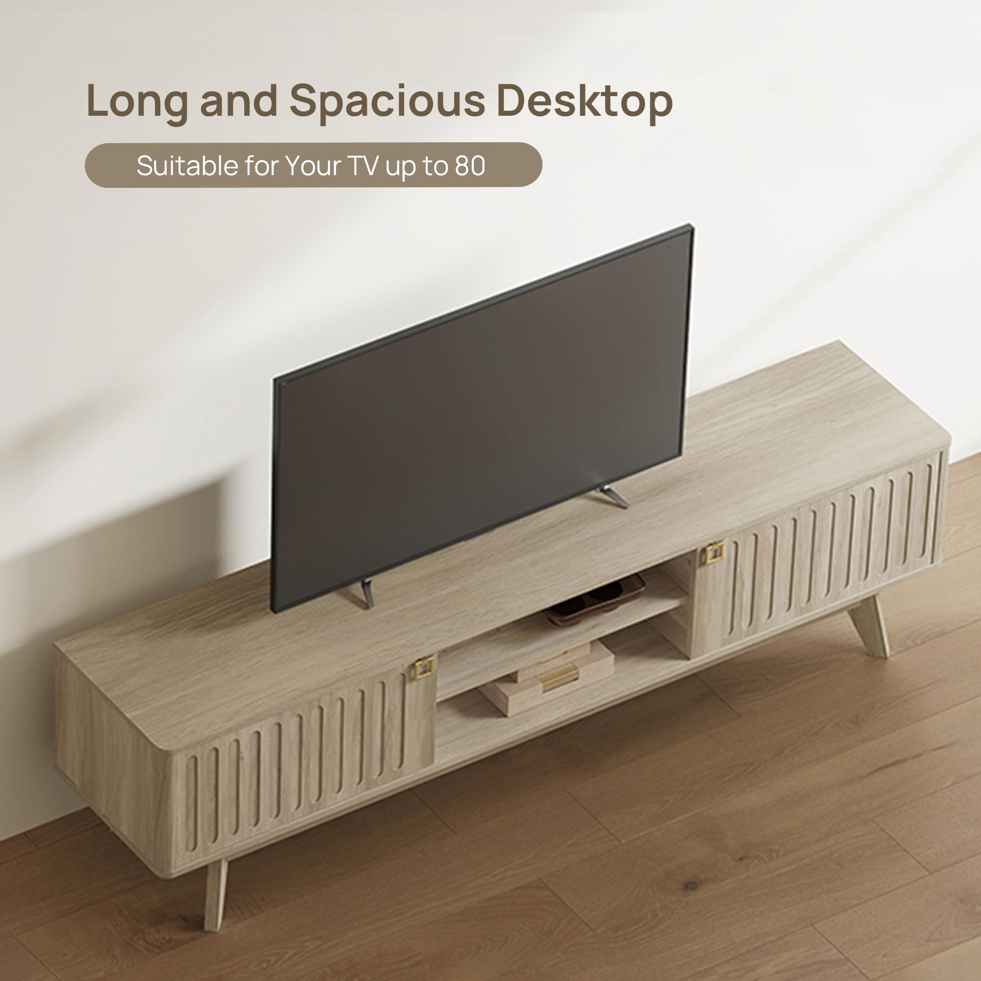 70" Fluted-Door TV Stand with Storage Cabinets
